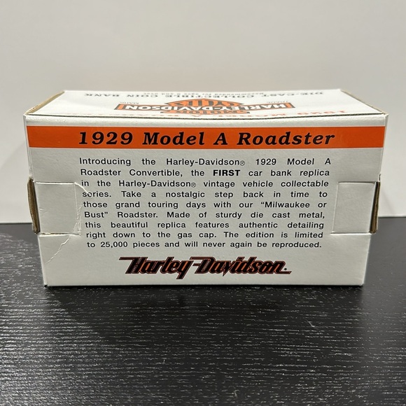 Harley-Davidson Vintage Die Cast Model Car 1929 Model A Roadster Coin Bank - Picture 7 of 8